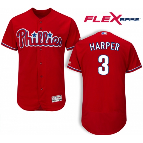 Men's Philadelphia Phillies #3 Bryce Harper Red Flexbase ...