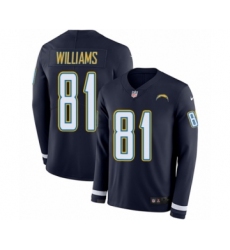Men's Nike Los Angeles Chargers #81 Mike Williams Limited Navy Blue Therma Long Sleeve NFL Jersey