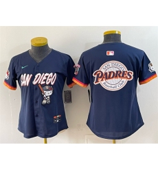 Women's San Diego Padres X Hello Kitty Team Big Logo Obsidian 2026 City Connect Stadium Stitched Baseball Jersey(Run Small)