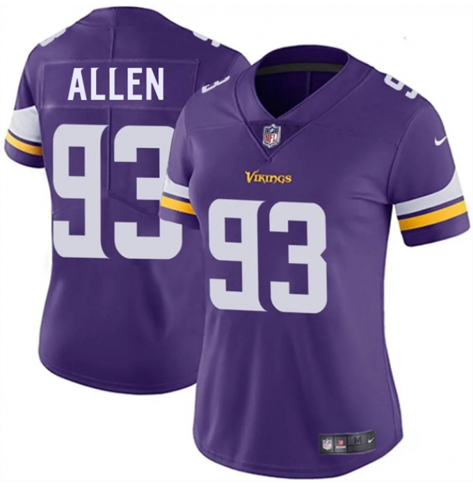 Women's Minnesota Vikings #93 Jonathan Allen Purple 2025 Vapor Untouchable Limited Stitched Jersey(Run Small)