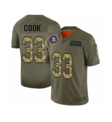 Men's Minnesota Vikings #33 Dalvin Cook 2019 Olive Camo Salute to Service Limited Jersey