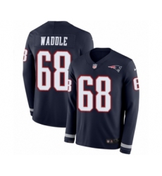 Youth Nike New England Patriots #68 LaAdrian Waddle Limited Navy Blue Therma Long Sleeve NFL Jersey