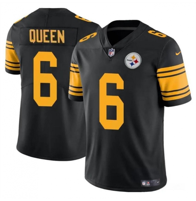 Men's Pittsburgh Steelers #6 Patrick Queen Black Color Rush Vapor Untouchable Limited Football Stitched Jersey