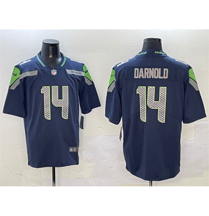 Men's Seattle Seahawks #14 Sam Darnold Navy 2025 Vapor Limited Football Stitched Jersey