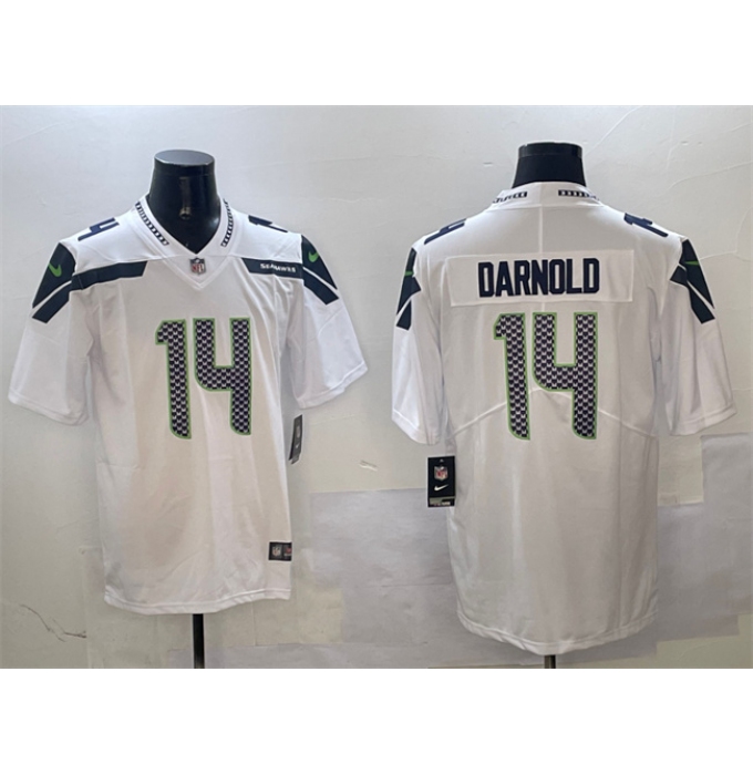 Men's Seattle Seahawks #14 Sam Darnold White 2025 Vapor Limited Football Stitched Jersey