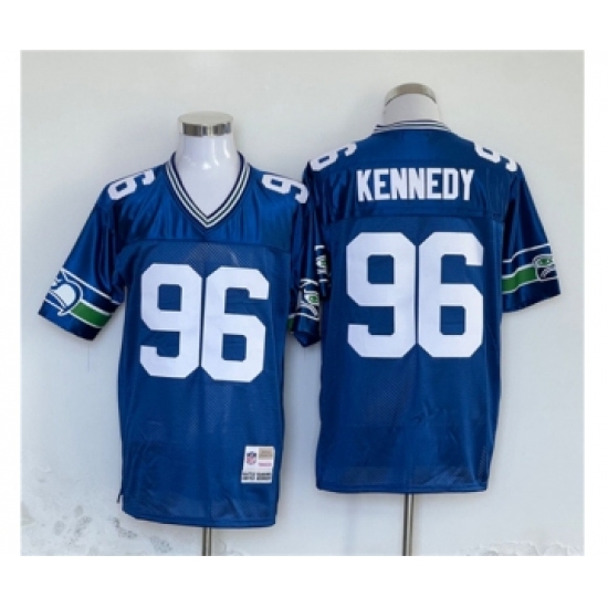 Men's Seattle Seahawks #96 Cortez Kennedy Blue Throwback Football Stitched Jersey Men's Seattle Seahawks #96 Cortez Kennedy Blue Throwback Football Stitched Jersey