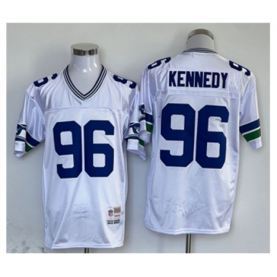 Men's Seattle Seahawks #96 Cortez Kennedy White Throwback Stitched Football Jersey Men's Seattle Seahawks #96 Cortez Kennedy White Throwback Stitched Football Jersey