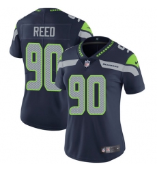 Women's Nike Seattle Seahawks #90 Jarran Reed Steel Blue Team Color Vapor Untouchable Limited Player NFL Jersey
