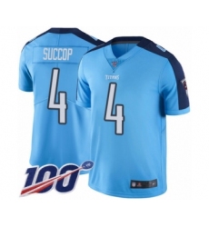 Men's Tennessee Titans #4 Ryan Succop Limited Light Blue Rush Vapor Untouchable 100th Season Football Jersey