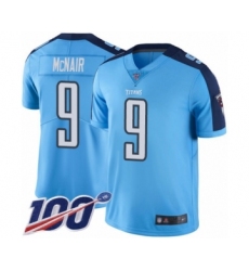 Men's Tennessee Titans #9 Steve McNair Limited Light Blue Rush Vapor Untouchable 100th Season Football Jersey