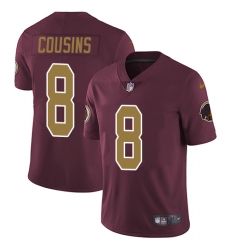 Youth Nike Washington Redskins #8 Kirk Cousins Elite Burgundy Red/Gold Number Alternate 80TH Anniversary NFL Jersey