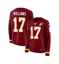Women's Nike Washington Redskins #17 Doug Williams Limited Burgundy Therma Long Sleeve NFL Jersey