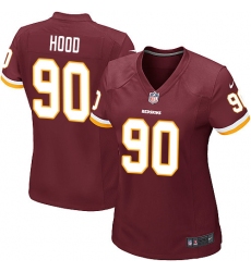 Women's Nike Washington Redskins #90 Ziggy Hood Game Burgundy Red Team Color NFL Jersey