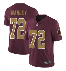 Men's Nike Washington Redskins #72 Dexter Manley Burgundy Red/Gold Number Alternate 80TH Anniversary Vapor Untouchable Limited Player NFL Jersey