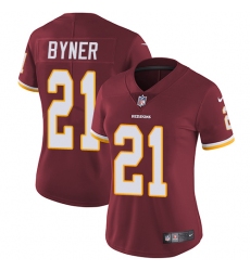 Women's Nike Washington Redskins #21 Earnest Byner Elite Burgundy Red Team Color NFL Jersey