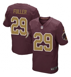 Men's Nike Washington Redskins #29 Kendall Fuller Elite Burgundy Red/Gold Number Alternate 80TH Anniversary NFL Jersey