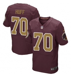 Men's Nike Washington Redskins #70 Sam Huff Elite Burgundy Red/Gold Number Alternate 80TH Anniversary NFL Jersey