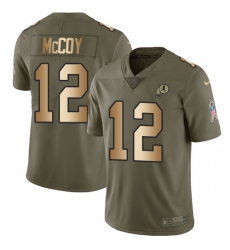 Men's Nike Washington Redskins #12 Colt McCoy Limited Olive/Gold 2017 Salute to Service NFL Jersey