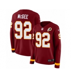 Women's Nike Washington Redskins #92 Stacy McGee Limited Burgundy Therma Long Sleeve NFL Jersey
