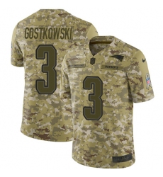 Youth Nike New England Patriots #3 Stephen Gostkowski Limited Camo 2018 Salute to Service NFL Jersey