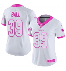 Women's Nike New England Patriots #39 Montee Ball Limited White/Pink Rush Fashion NFL Jersey