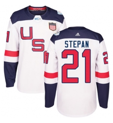 Youth Adidas Team USA #21 Derek Stepan Premier White Home 2016 World Cup Ice Hockey Jersey