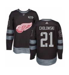 Men's Adidas Detroit Red Wings #21 Dennis Cholowski Authentic Black 1917-2017 100th Anniversary NHL Jersey