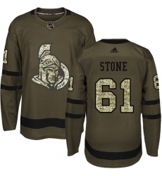 Men's Adidas Ottawa Senators #61 Mark Stone Authentic Green Salute to Service NHL Jersey