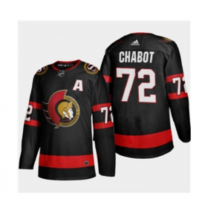 Men's Ottawa Senators #72 Thomas Chabot Black 2020-21 Authentic Player Away Stitched Hockey Jersey