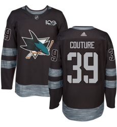 Men's Adidas San Jose Sharks #39 Logan Couture Premier Black 1917-2017 100th Anniversary NHL Jersey