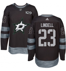 Men's Reebok Dallas Stars #23 Esa Lindell Premier Black 1917-2017 100th Anniversary NHL Jersey