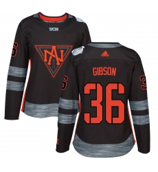 Women's Adidas Team North America #36 John Gibson Authentic Black Away 2016 World Cup of Hockey Jersey