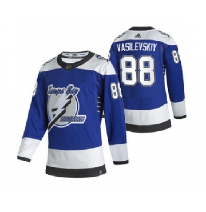 Men's Tampa Bay Lightning #88 Andrei Vasilevskiy Blue 2020-21 Reverse Retro Alternate Hockey Jersey