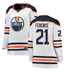 Women's Edmonton Oilers #21 Andrew Ference Authentic White Away Fanatics Branded Breakaway NHL Jersey