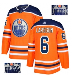 Men's Adidas Edmonton Oilers #6 Adam Larsson Authentic Orange Fashion Gold NHL Jersey