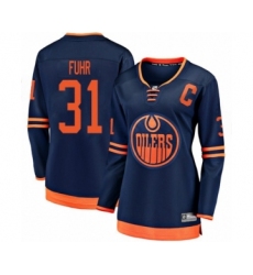 Women's Edmonton Oilers #31 Grant Fuhr Authentic Navy Blue Alternate Fanatics Branded Breakaway Hockey Jersey
