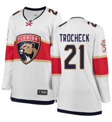 Women's Florida Panthers #21 Vincent Trocheck Authentic White Away Fanatics Branded Breakaway NHL Jersey