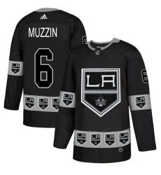 Men's Adidas Los Angeles Kings #6 Jake Muzzin Authentic Black Team Logo Fashion NHL Jersey