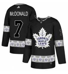 Men's Adidas Toronto Maple Leafs #7 Lanny McDonald Authentic Black Team Logo Fashion NHL Jersey