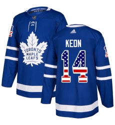 Youth Adidas Toronto Maple Leafs #14 Dave Keon Authentic Royal Blue USA Flag Fashion NHL Jersey