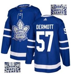 Men's Adidas Toronto Maple Leafs #57 Travis Dermott Authentic Royal Blue Fashion Gold NHL Jersey