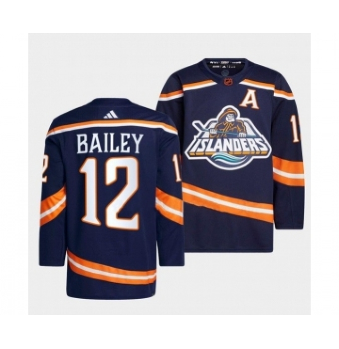 Men's New York Islanders #12 Josh Bailey 2022 Navy Reverse Retro 2.0 Stitched Jersey