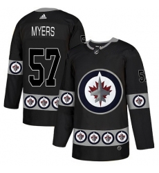 Men's Adidas Winnipeg Jets #57 Tyler Myers Authentic Black Team Logo Fashion NHL Jersey