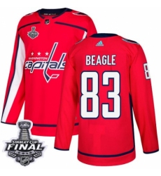 Men's Adidas Washington Capitals #83 Jay Beagle Authentic Red Home 2018 Stanley Cup Final NHL Jersey