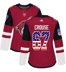 Women's Adidas Arizona Coyotes #67 Lawson Crouse Authentic Red USA Flag Fashion NHL Jersey