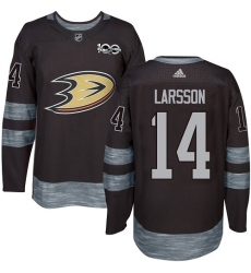 Men's Adidas Anaheim Ducks #14 Jacob Larsson Premier Black 1917-2017 100th Anniversary NHL Jersey