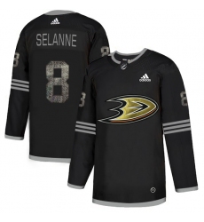 Men's Adidas Anaheim Ducks #8 Teemu Selanne Black Authentic Classic Stitched NHL Jersey