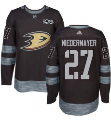 Men's Adidas Anaheim Ducks #27 Scott Niedermayer Premier Black 1917-2017 100th Anniversary NHL Jersey