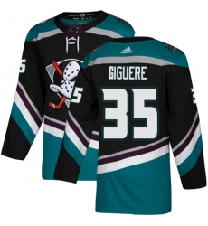 Youth Adidas Anaheim Ducks #35 Jean-Sebastien Giguere Authentic Black Teal Third NHL Jersey