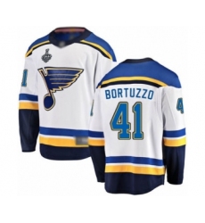 Men's St. Louis Blues #41 Robert Bortuzzo Fanatics Branded White Away Breakaway 2019 Stanley Cup Final Bound Hockey Jersey